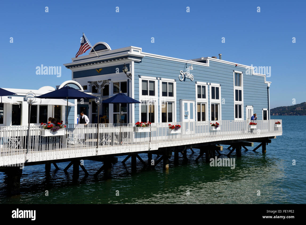 Scoma's Restaurant on Bridgeway, Sausalito, California, USA Stock Photo