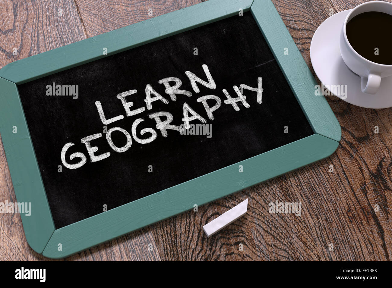 Learn Geography Handwritten on Chalkboard Stock Photo Alamy