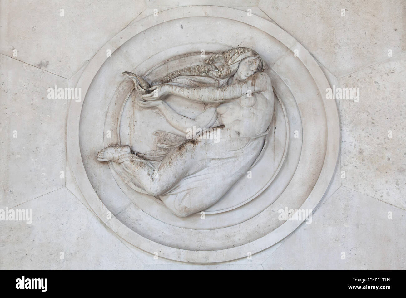 Naked woman depicted in the Central train station (Stazione di Milano Centrale) in Milan, Lombardy, Italy. Stock Photo