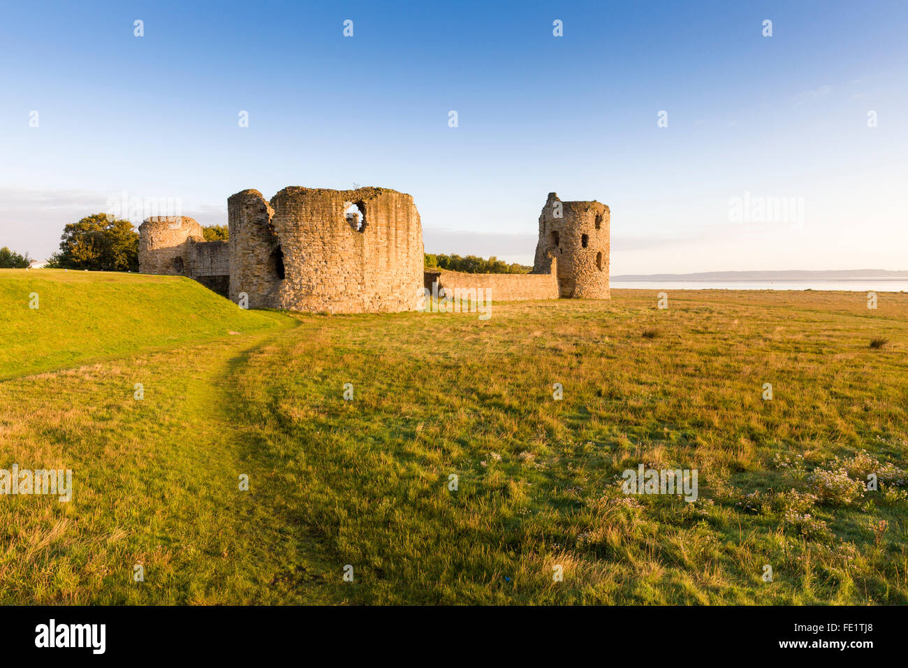 Flint Castle, in Flint, Flintshire, North Wales, was built by Edward I during his invasion of Wales in 1277 Stock Photo