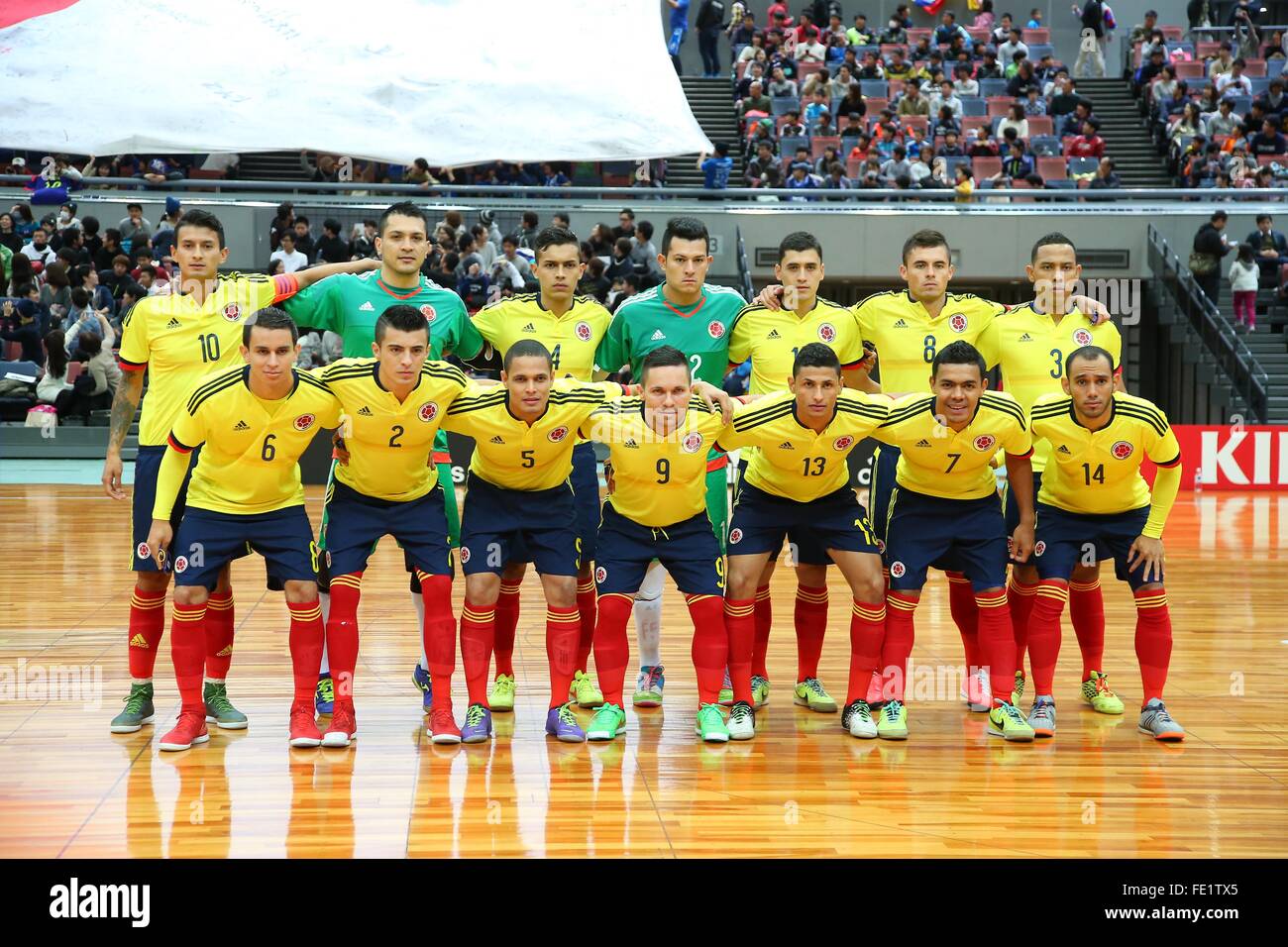 Osaka, Japan. 30th Jan, 2016. Colombia team group lineup (JPN) Futsal