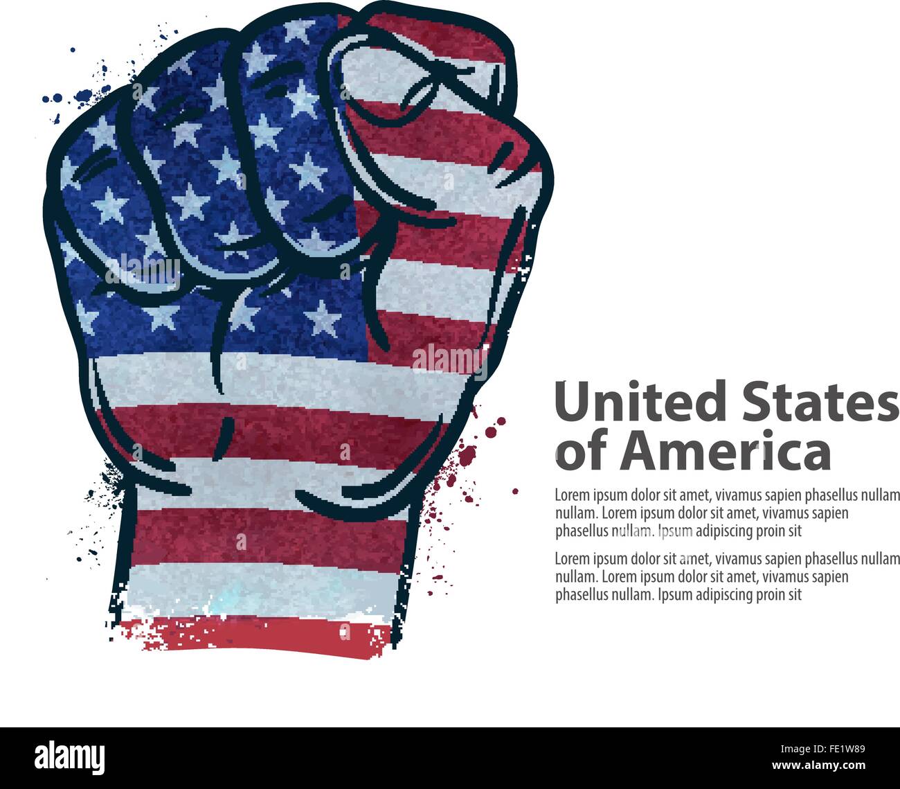 fist.  flag USA, United States of America. vector illustration Stock Vector