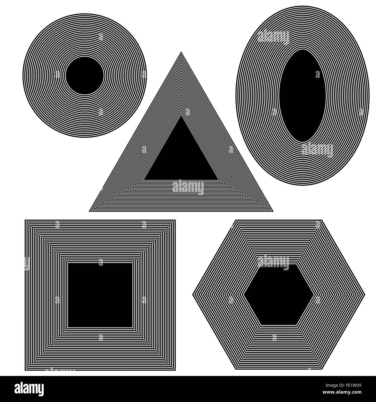 Different geometric shapes in Black and White Stock Photos & Images - Alamy