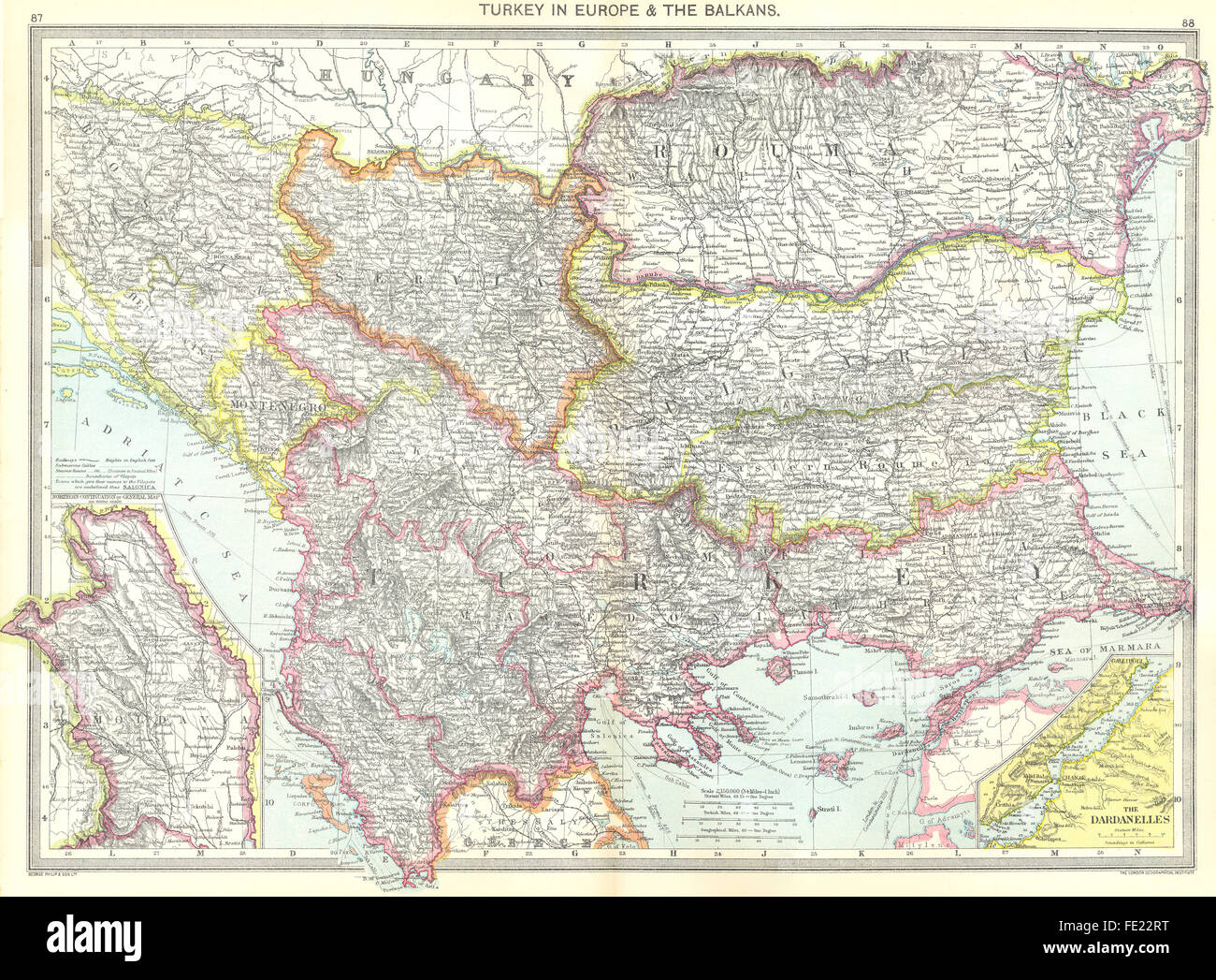 BALKANS: Turkey in Europe &; map of Moldova; Dardanelles, 1907 Stock Photo
