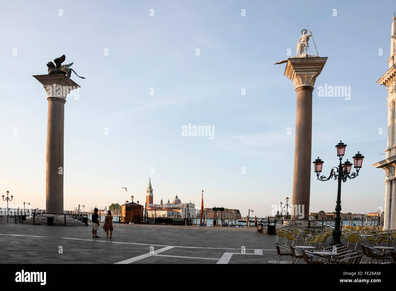 The two columns of L-R: St Theodore and Lion of Venice on Plazza San ...