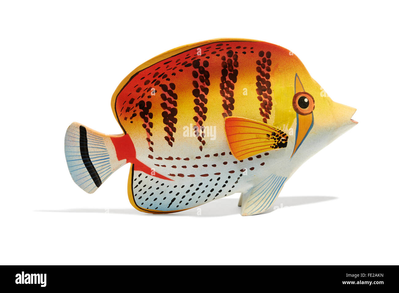Colorful golden wooden tropical fish Stock Photo