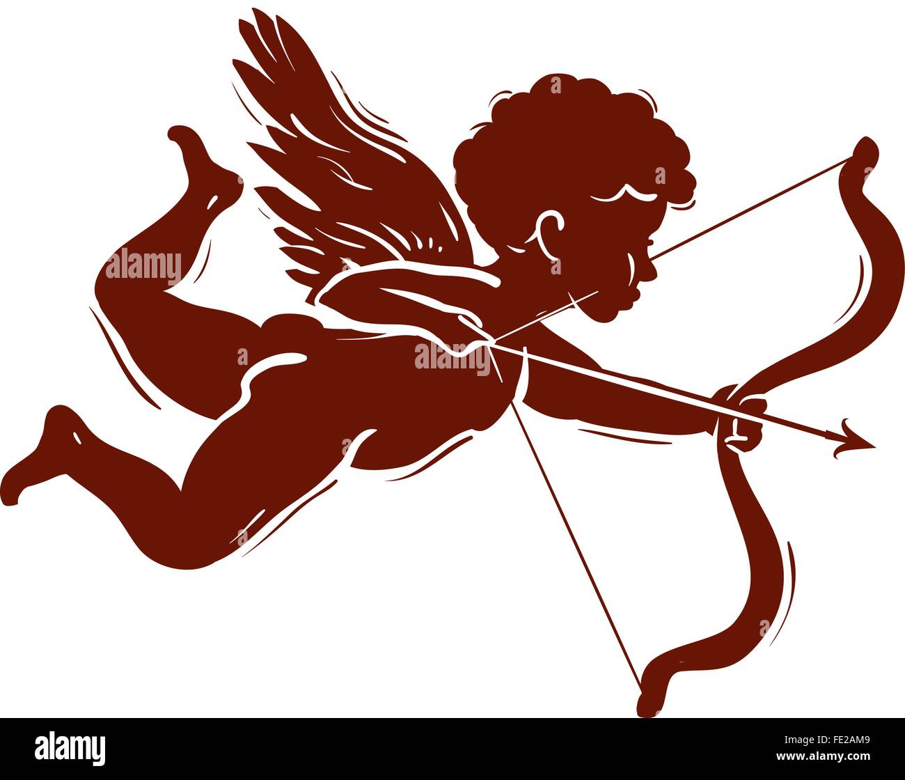 vector silhouette of a cupid shooting arrow Stock Vector