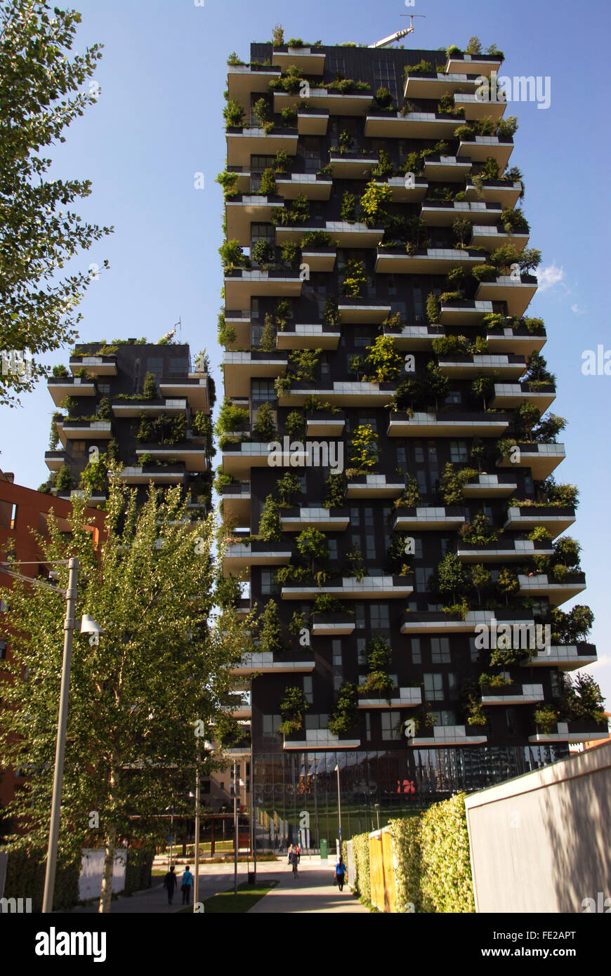 Bosco Verticale (Vertical Forest) designed by architect Stefano Boeri , a pair of residential towers in the new Porta Nuova dist Stock Photo