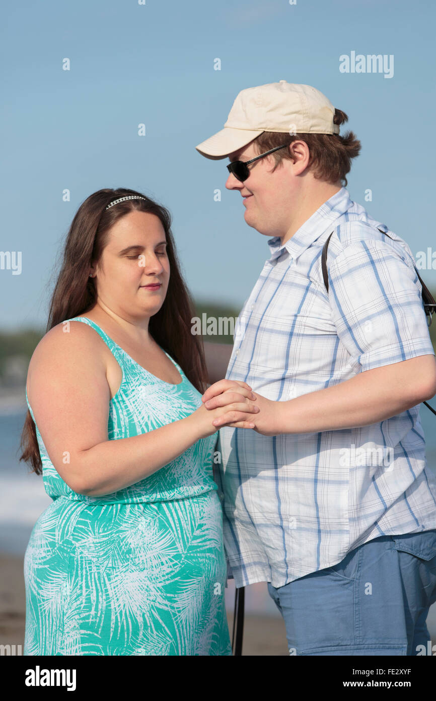 Blind couple in love and enjoying the outdoors Stock Photo