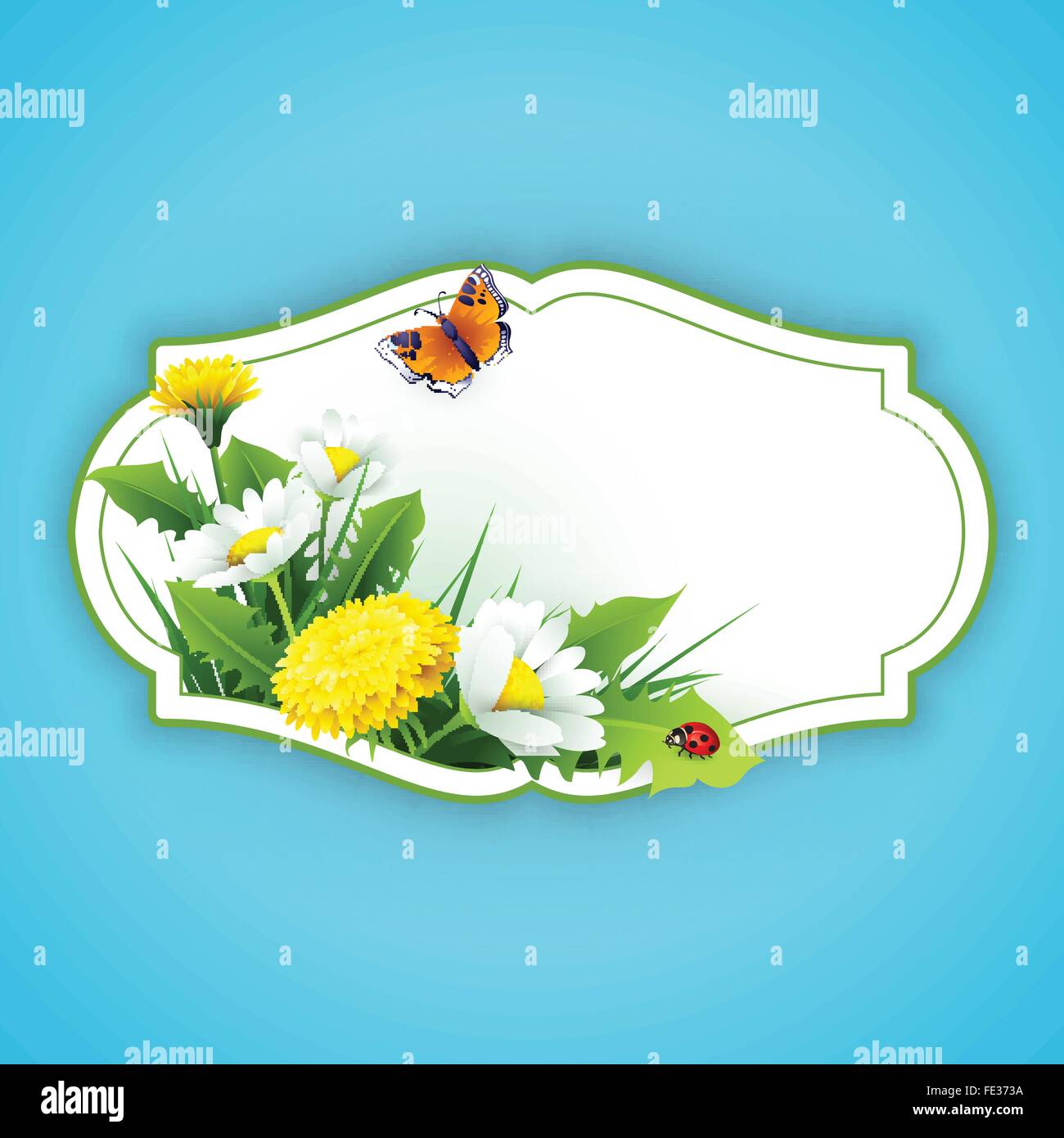 Fresh spring background with grass, dandelions and daisies Stock Vector ...