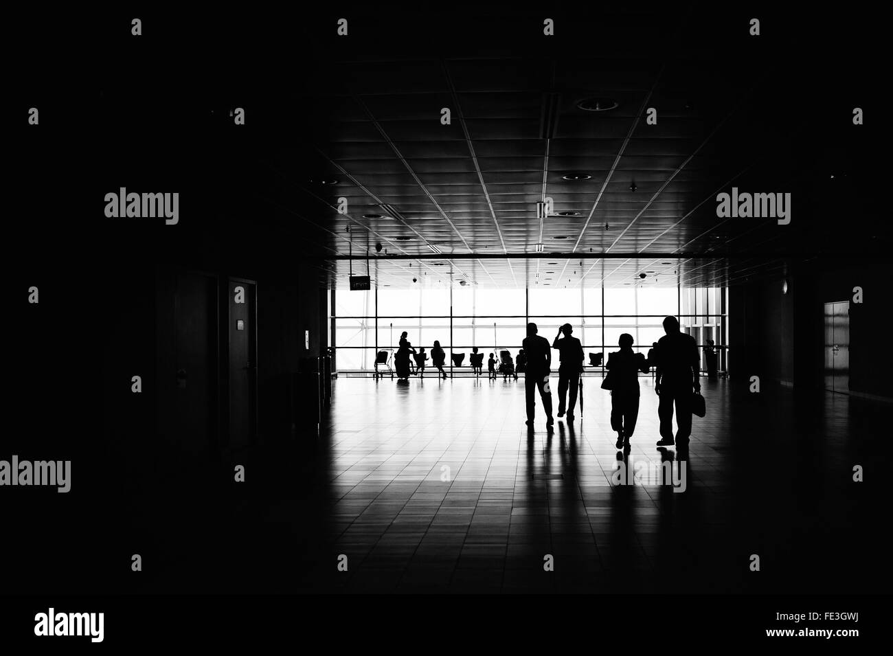 Silhouette People At Airport Terminal Stock Photo - Alamy