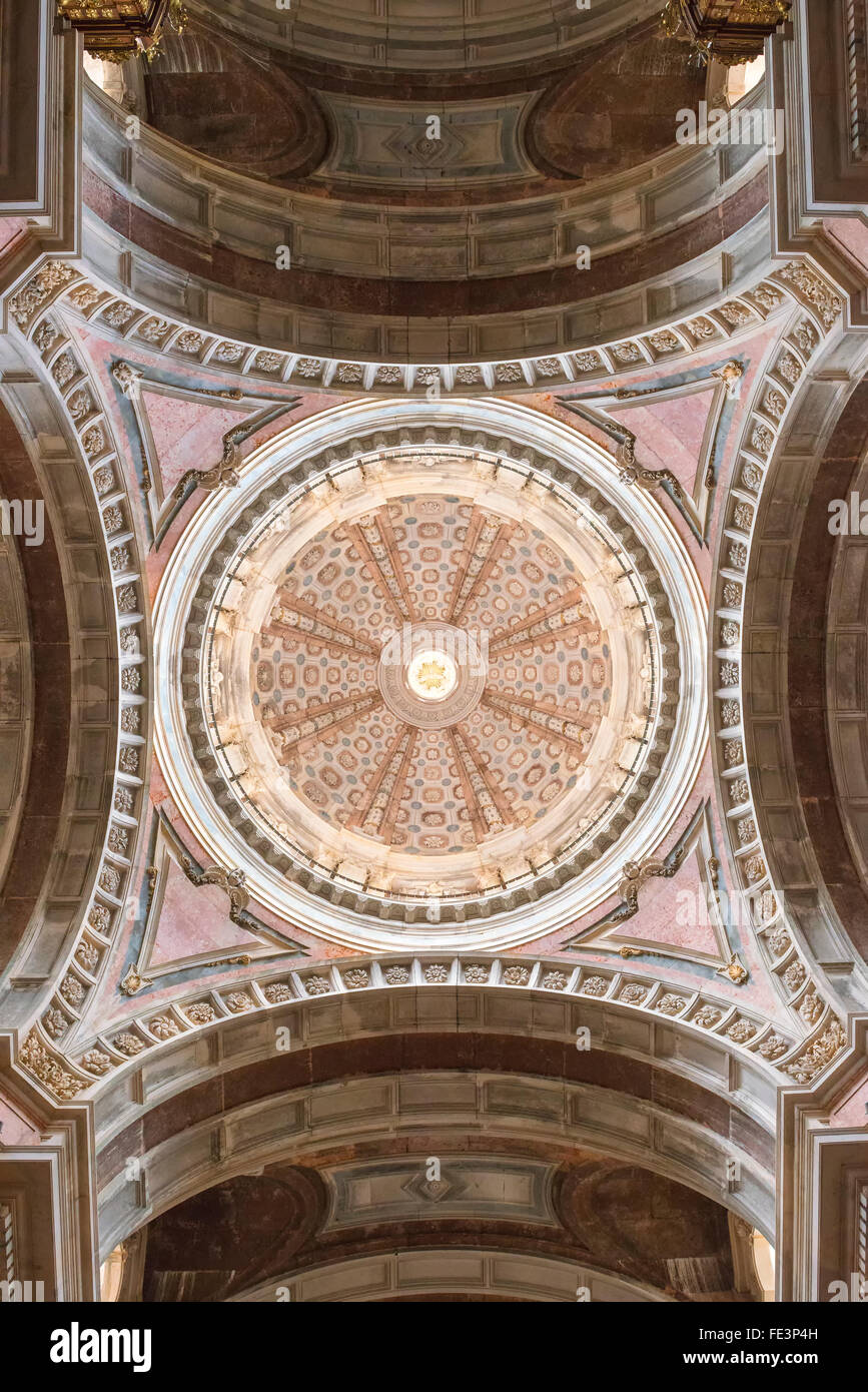 Basilica, Ceiling and Cupola, Mafra National Palace, Mafra, Lisbon Coast, Portugal, Europe Stock Photo
