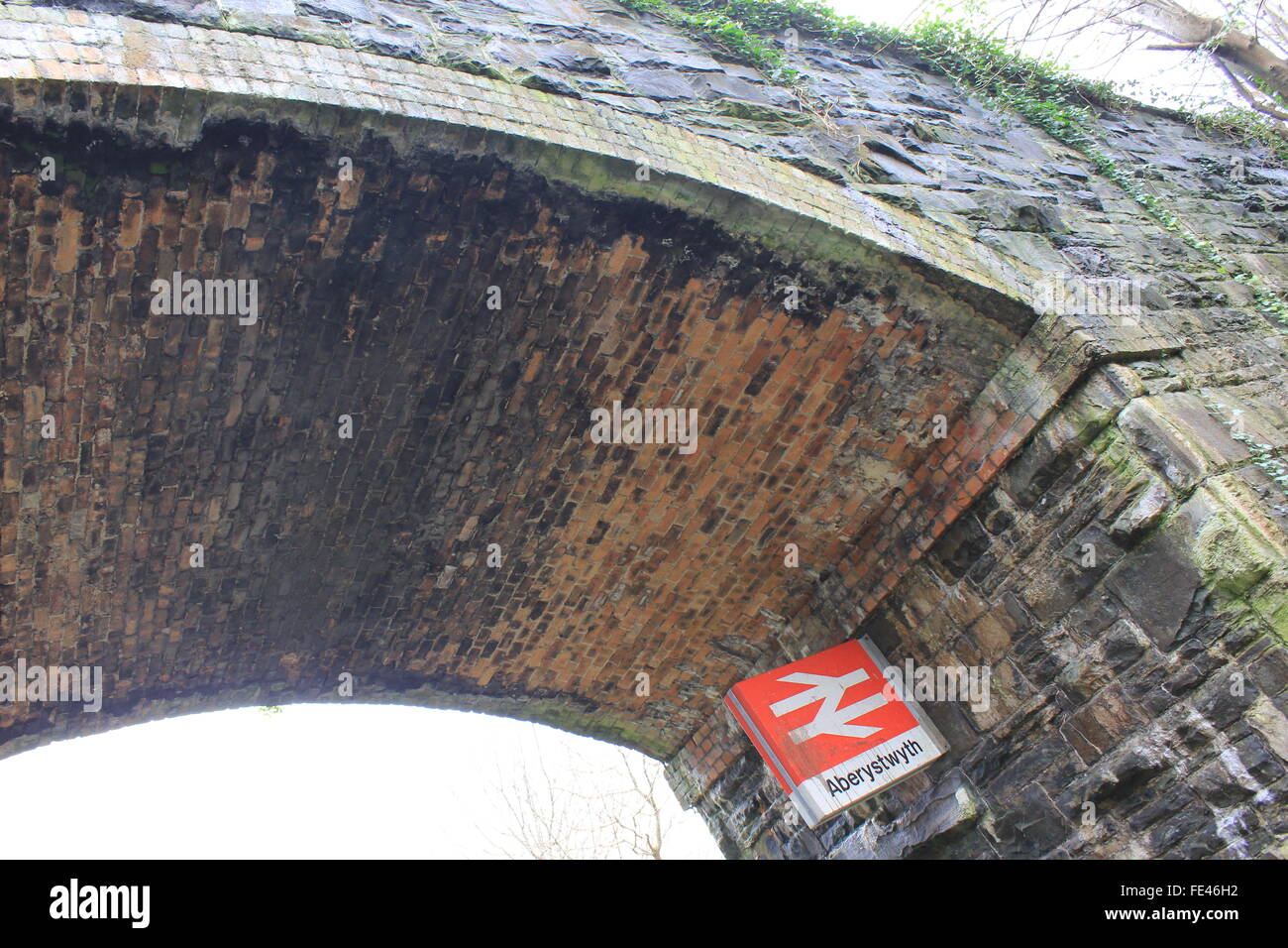 An old bridge over the ystwyth trail, once the Aberystwyth to Carmarthen railway line Wales UK, Now used by hikers and cyclists Stock Photo