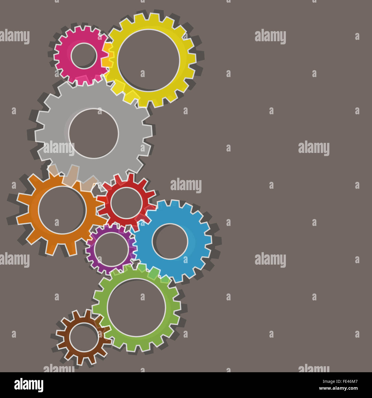 Colorful cog gear wheels background Stock Photo