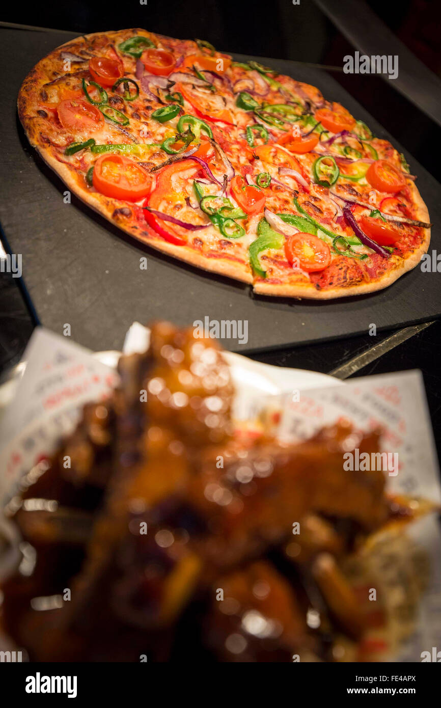 Pizza Hut Restaurant . Pizza and ribs Stock Photo Alamy
