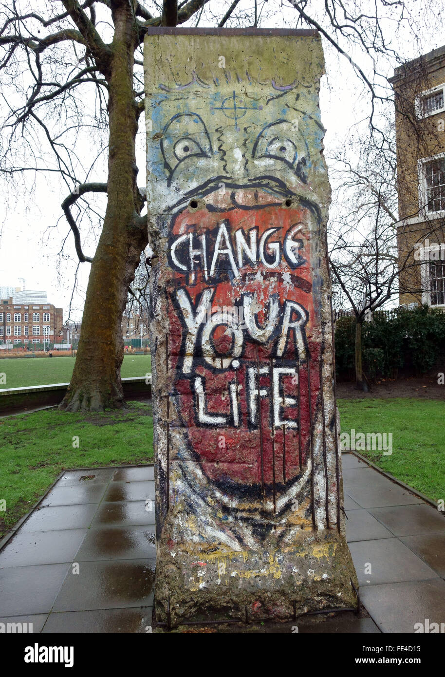 Segment of the Berlin Wall displayed outside Imperial War Museum