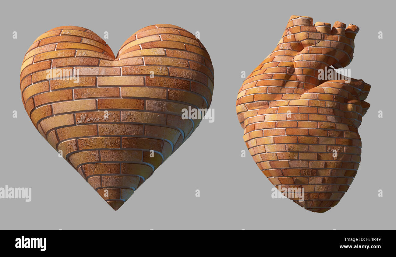 Brick heart isolated Stock Photo