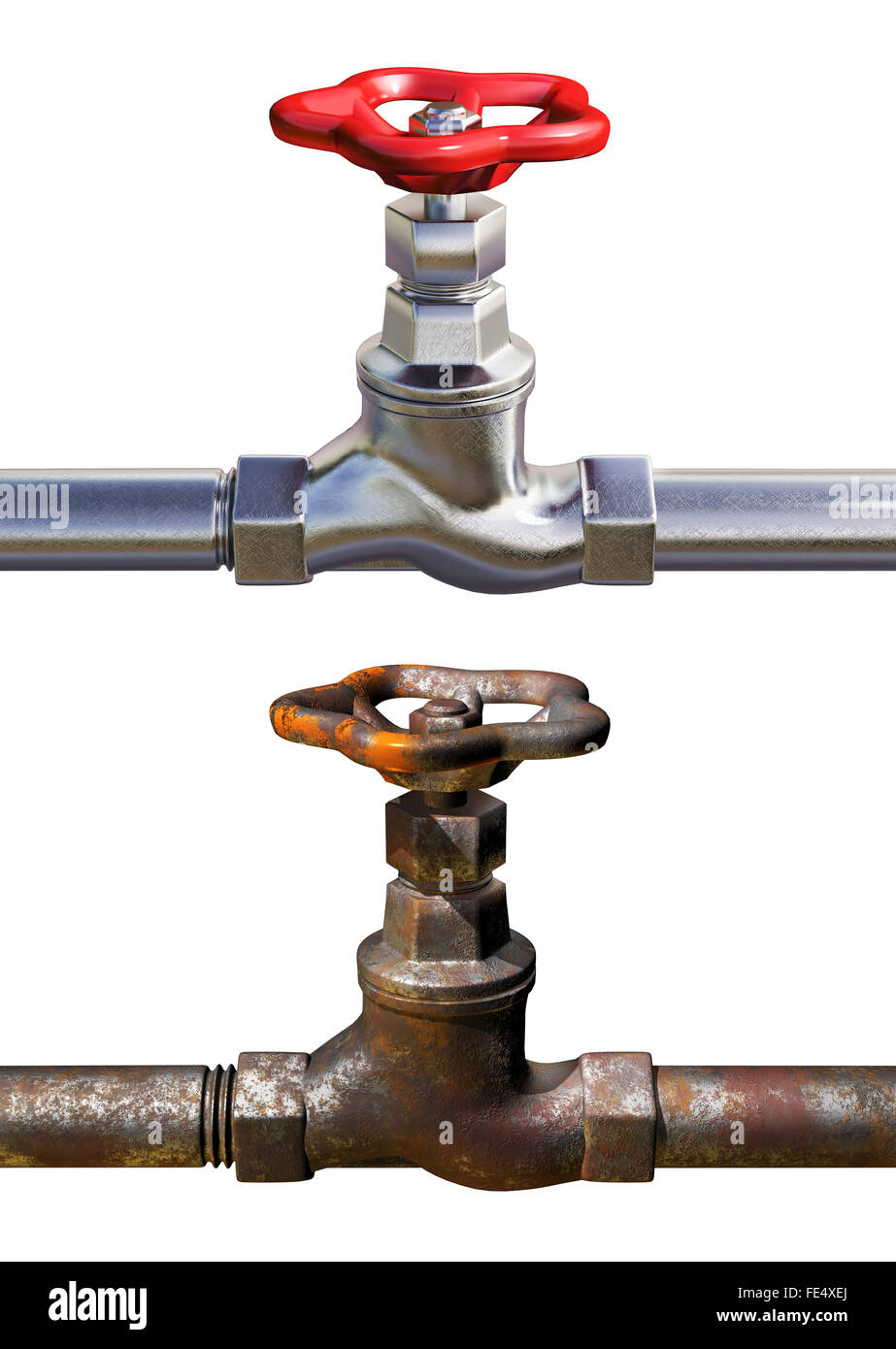 Rustem Tap Rusty and new water tap Stock Photo - Alamy