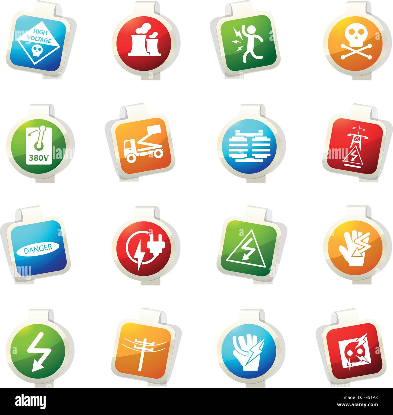 High voltage icons set Stock Vector Image & Art - Alamy