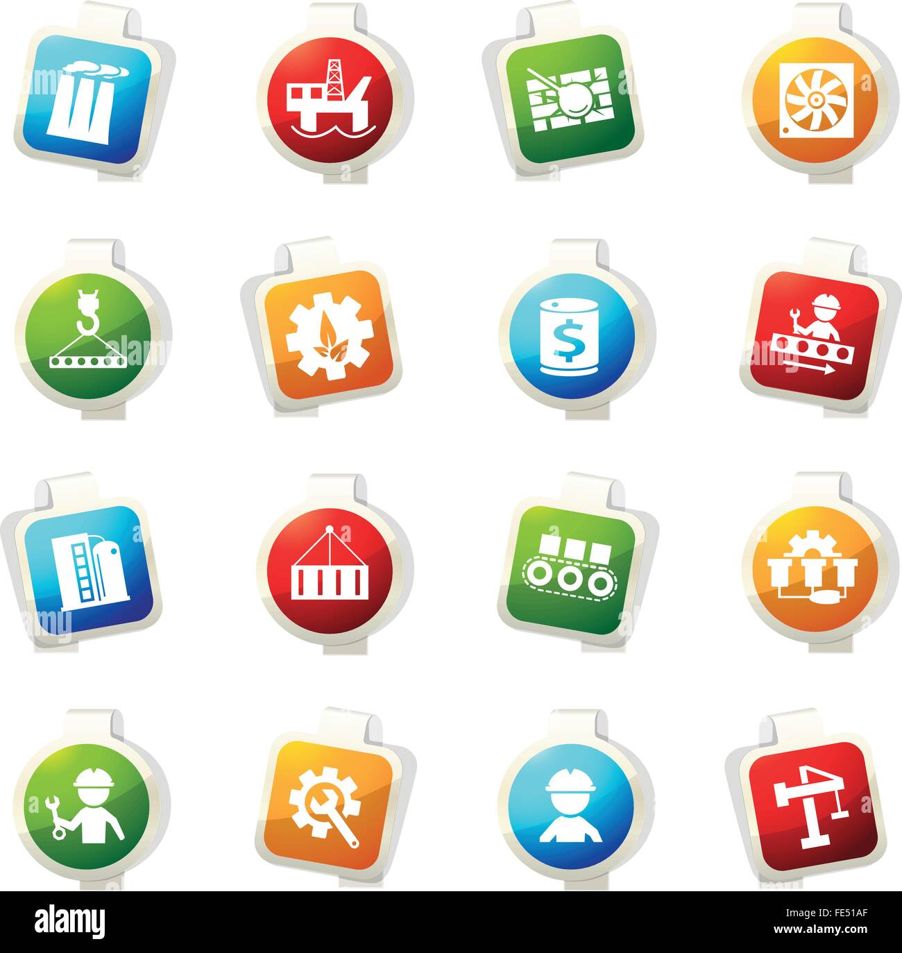 Industry icons set Stock Vector