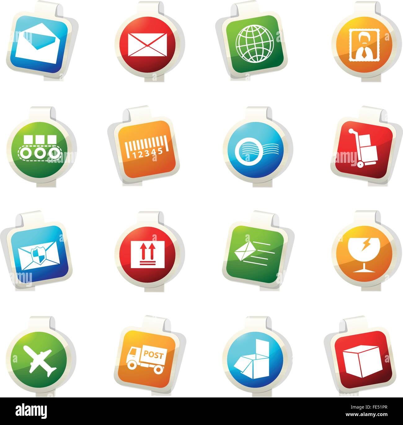 Post service icons set Stock Vector