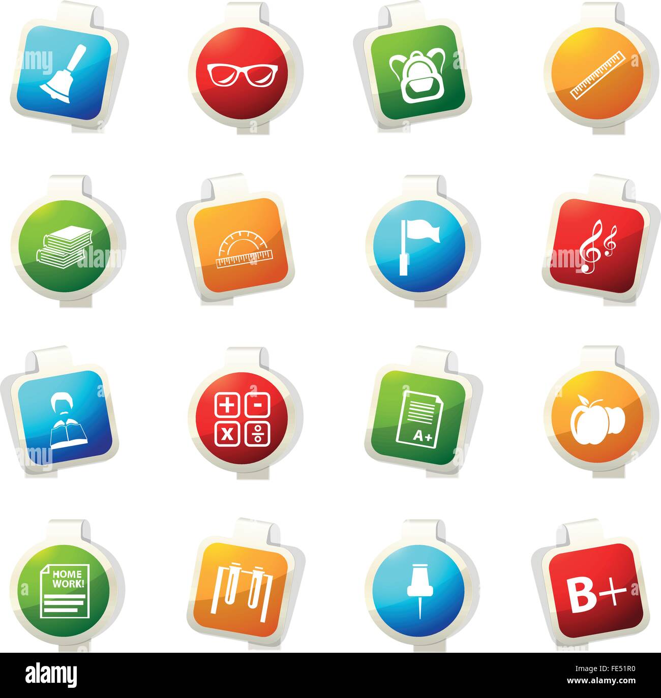 School Icons set Stock Vector