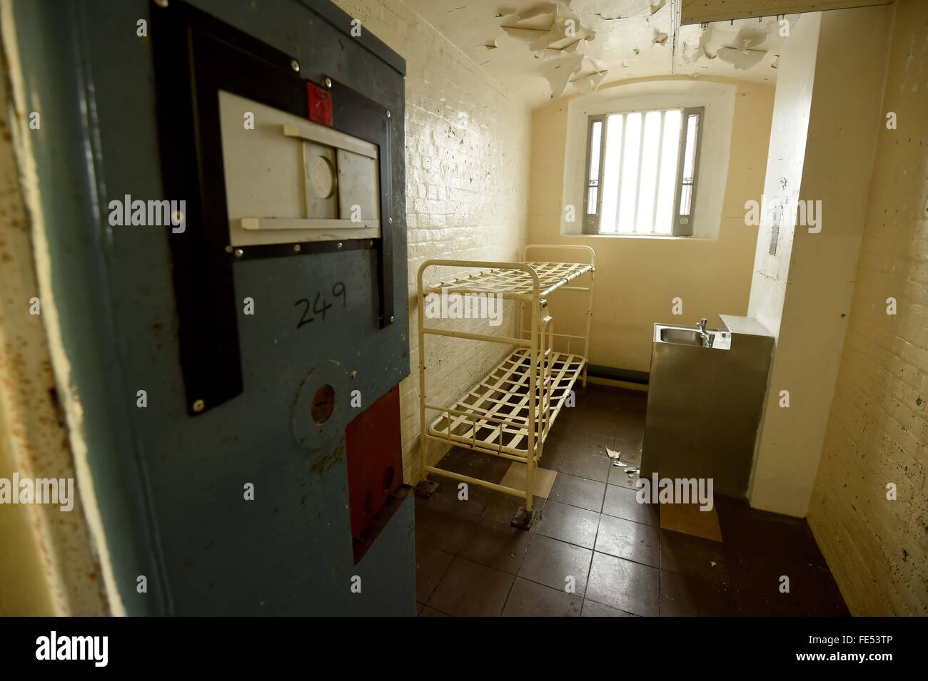 HMP Dorchester Prison, inside a prison cell, Dorset, Britain, UK Stock