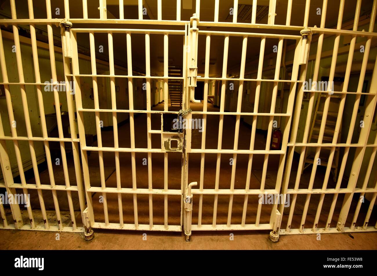 HMP Dorchester Prison, prison bars, Dorset, Britain, UK Stock Photo