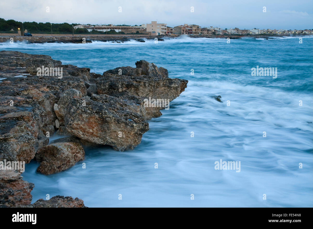 Europe, Spain, Balearic Islands, Majorca, Estaniol rocky coast. Stock Photo