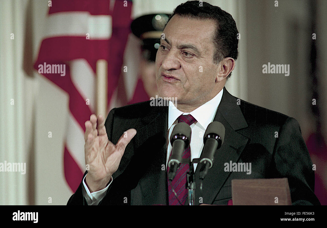 Honsi Washington, DC., USA, 6th April 1993 President of Egypt Honsi Mubarak ...