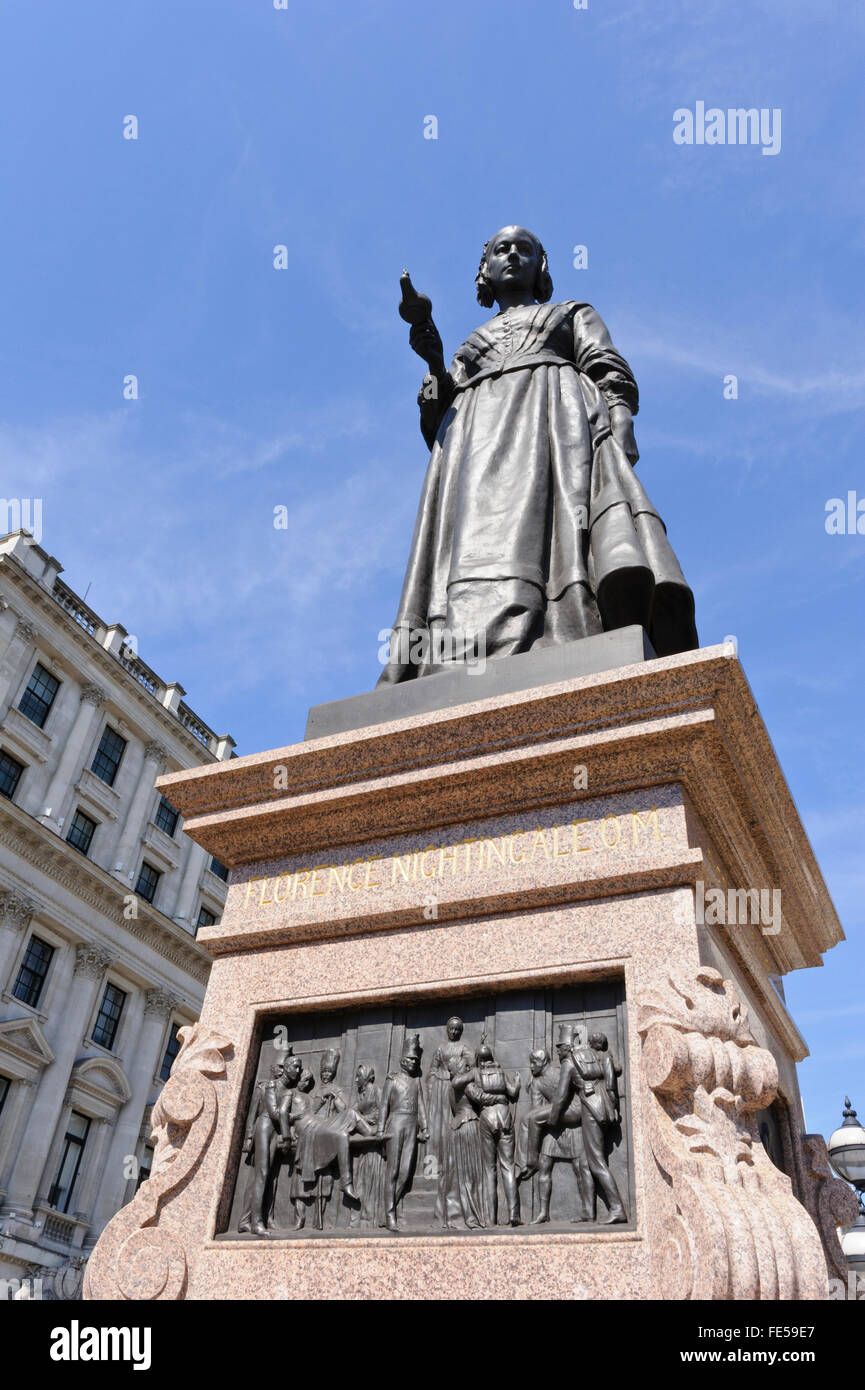 Florence Nightingale holding an oil lamp statue, London, United Kingdom. Stock Photo