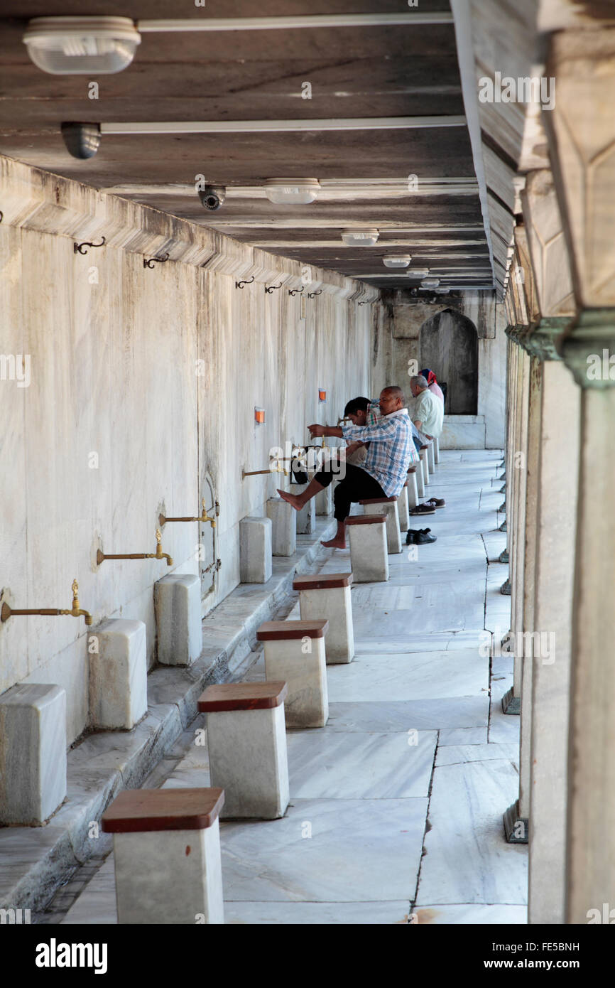 Ritual Washing before entering a mosque, Istanbul, Turkey Stock Photo