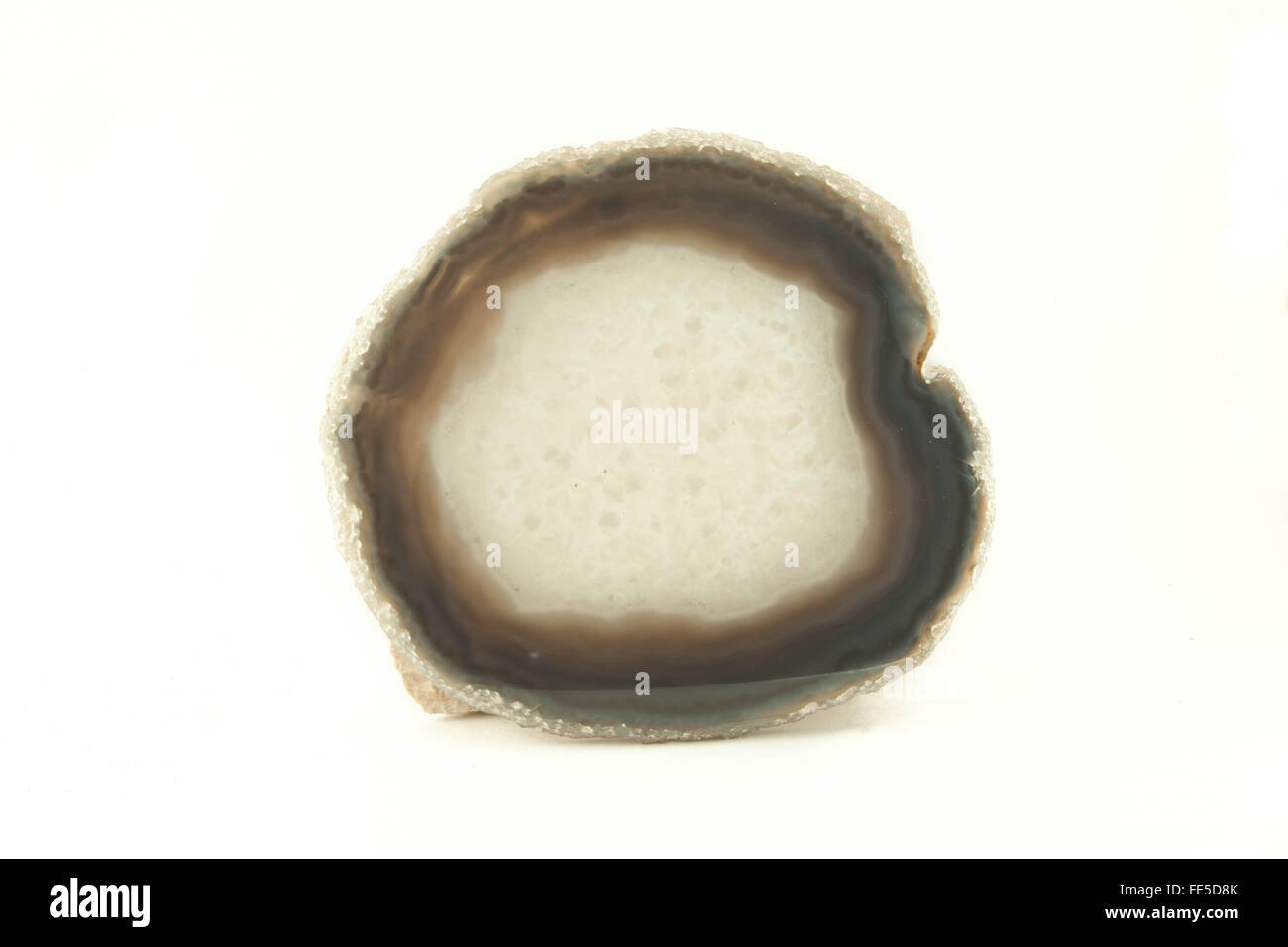 Section of a white and brown geode in white background Stock Photo - Alamy