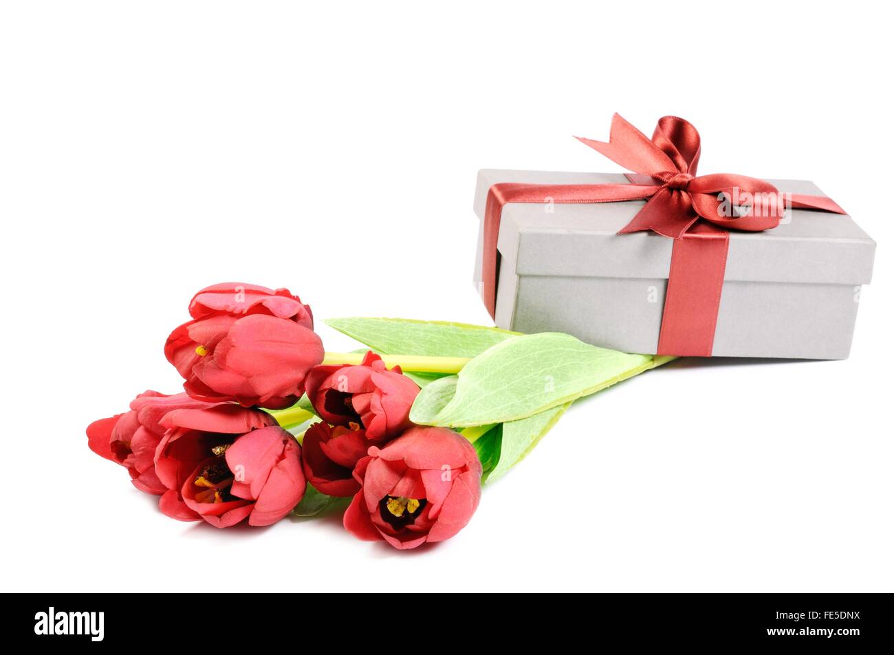 Gift with  flowers Stock Photo