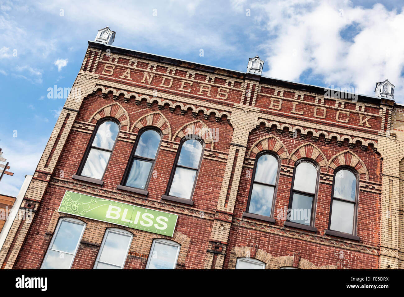 The Sanders Block, old architecture in downtown Barrie, Ontario Stock