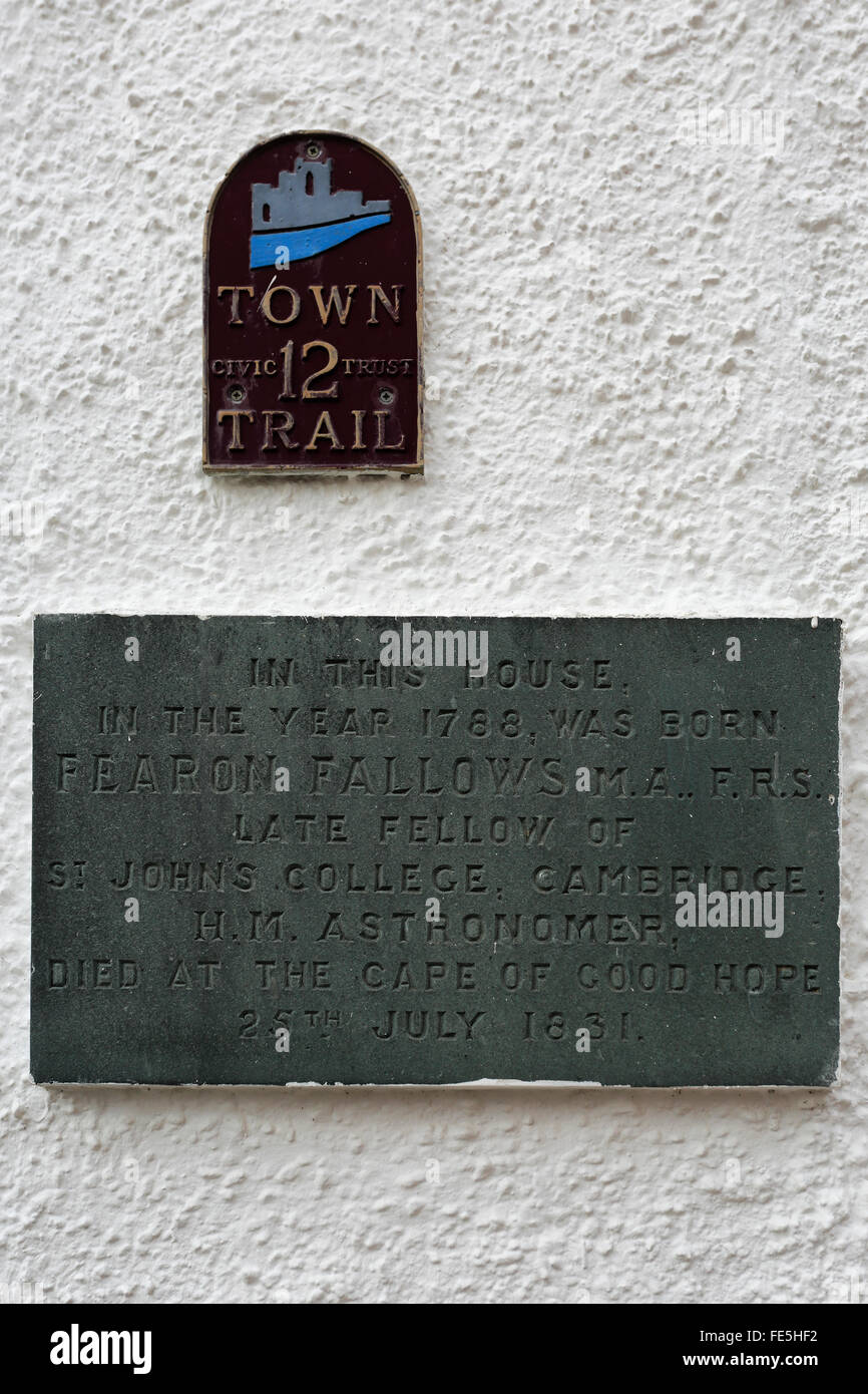 Town Heritage trail plaque, Cockermouth town, West Cumbria, England, UK Stock Photo