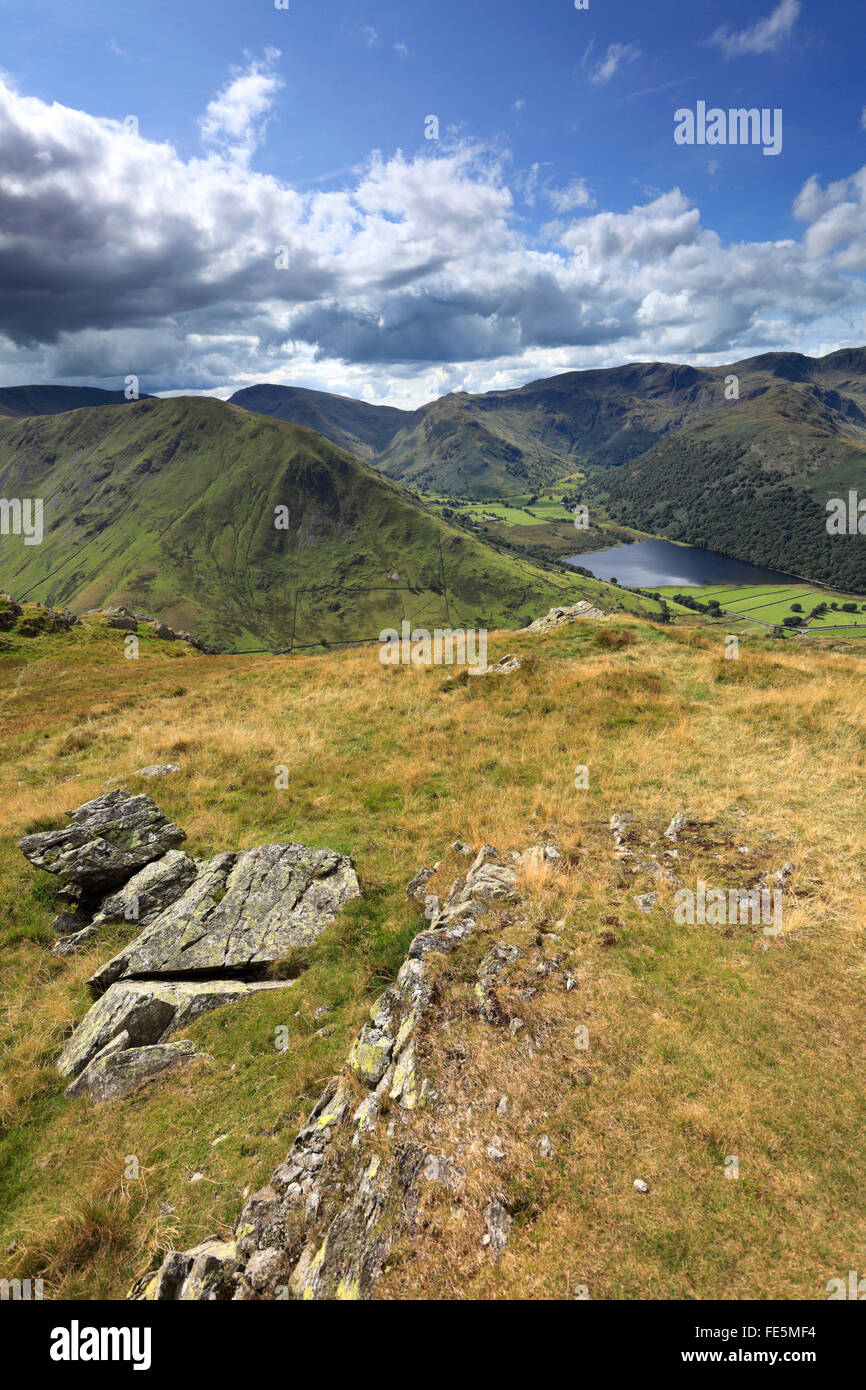 Summer view over Brothers Water and Dovedale, Kirkstone Pass, Lake District National Park, Cumbria, England, UK Stock Photo