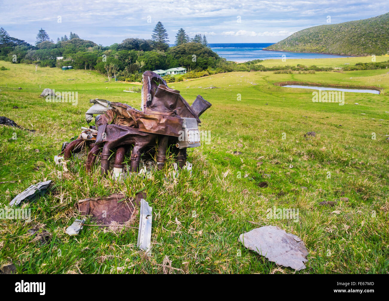 Lord Howe Island in the Tasman Sea, Australia. Debris from a RAAF Catalina Flying Boat A24-381, which crashed on 28/09/1948 Stock Photo