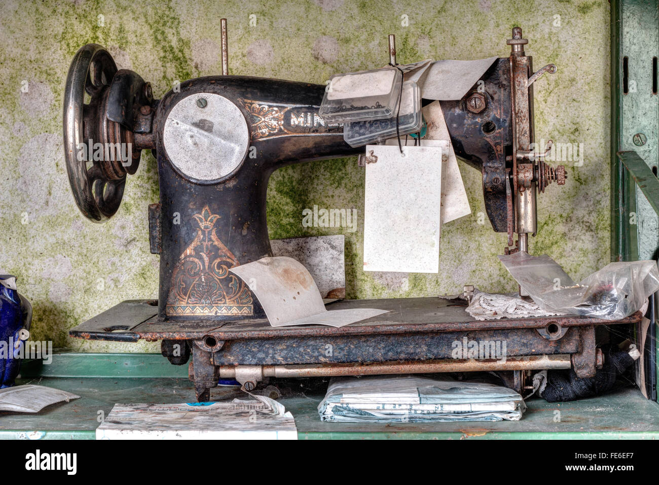 Old sewing machine - retro Stock Photo