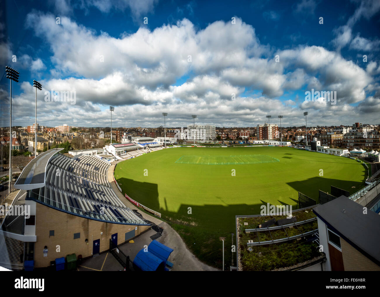 General view of The County Ground, home of Sussex County Cricket Club. Stock Photo