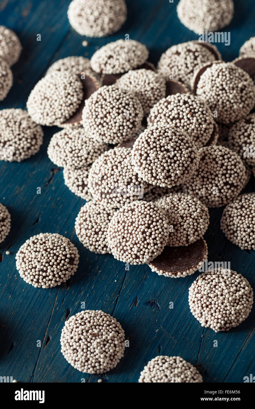 Sweet Homemade Dark Chocolate Nonpareils with White Sprinkles Stock ...