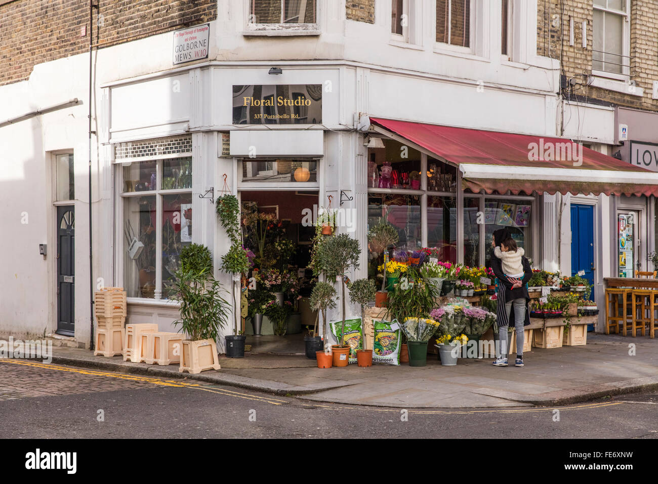 Florists shop in Portobello Road in London W10 Stock Photo