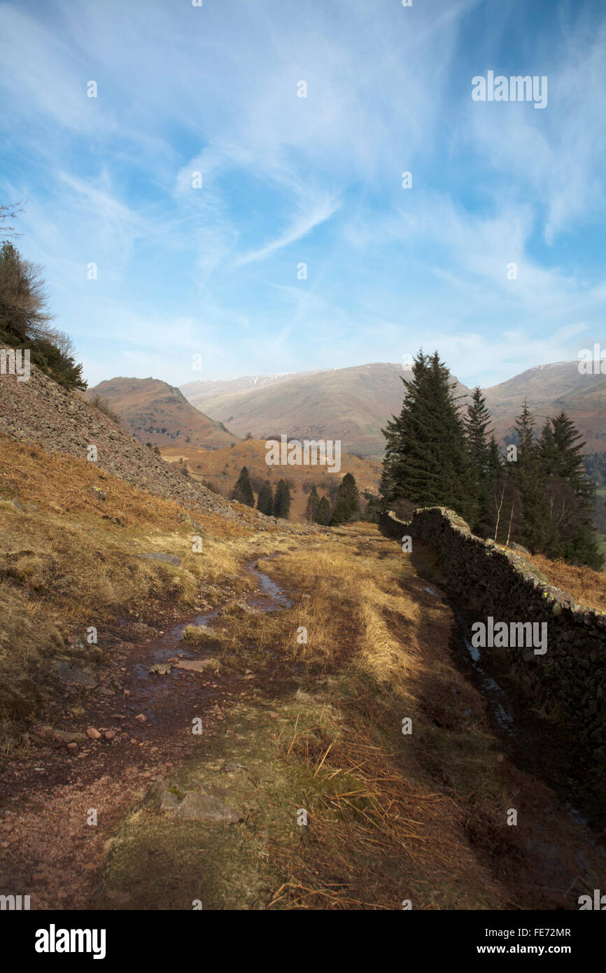 Helm Crag from the path by Silver How above Grasmere Lake District