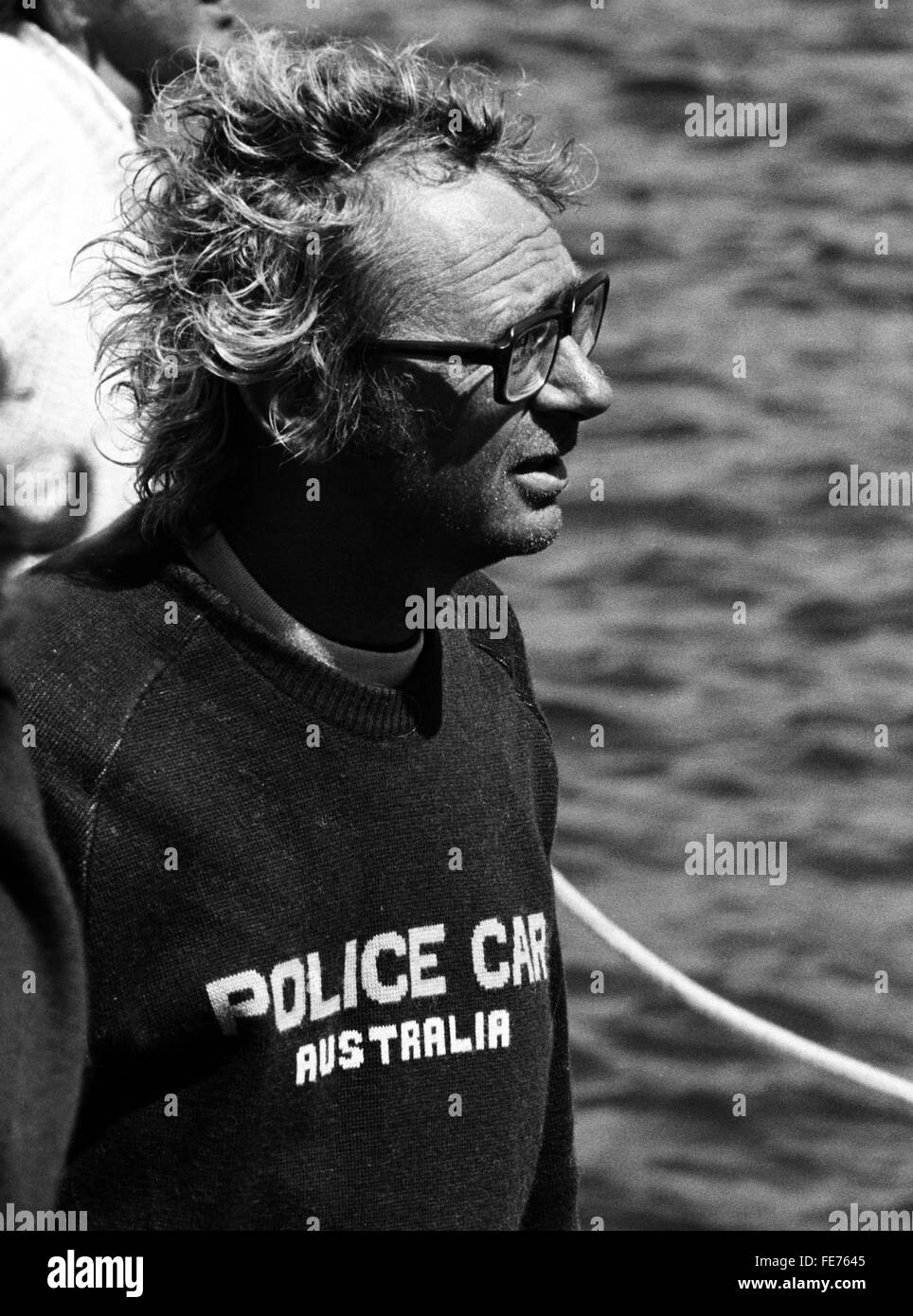 AJAXNETPHOTO - 16th August, 1979. PLYMOUTH, ENGLAND - FASTNET RACE - PETER CANTWELL (AUS), SKIPPER OF POLICE CAR ON ARRIVAL IN MILBAY DOCK.  PHOTO:JONATHAN EASTLAND/AJAX REF: 791608 1 Stock Photo