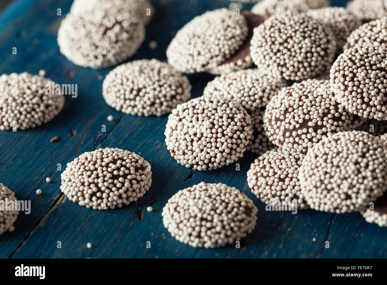Sweet Homemade Dark Chocolate Nonpareils with White Sprinkles Stock ...