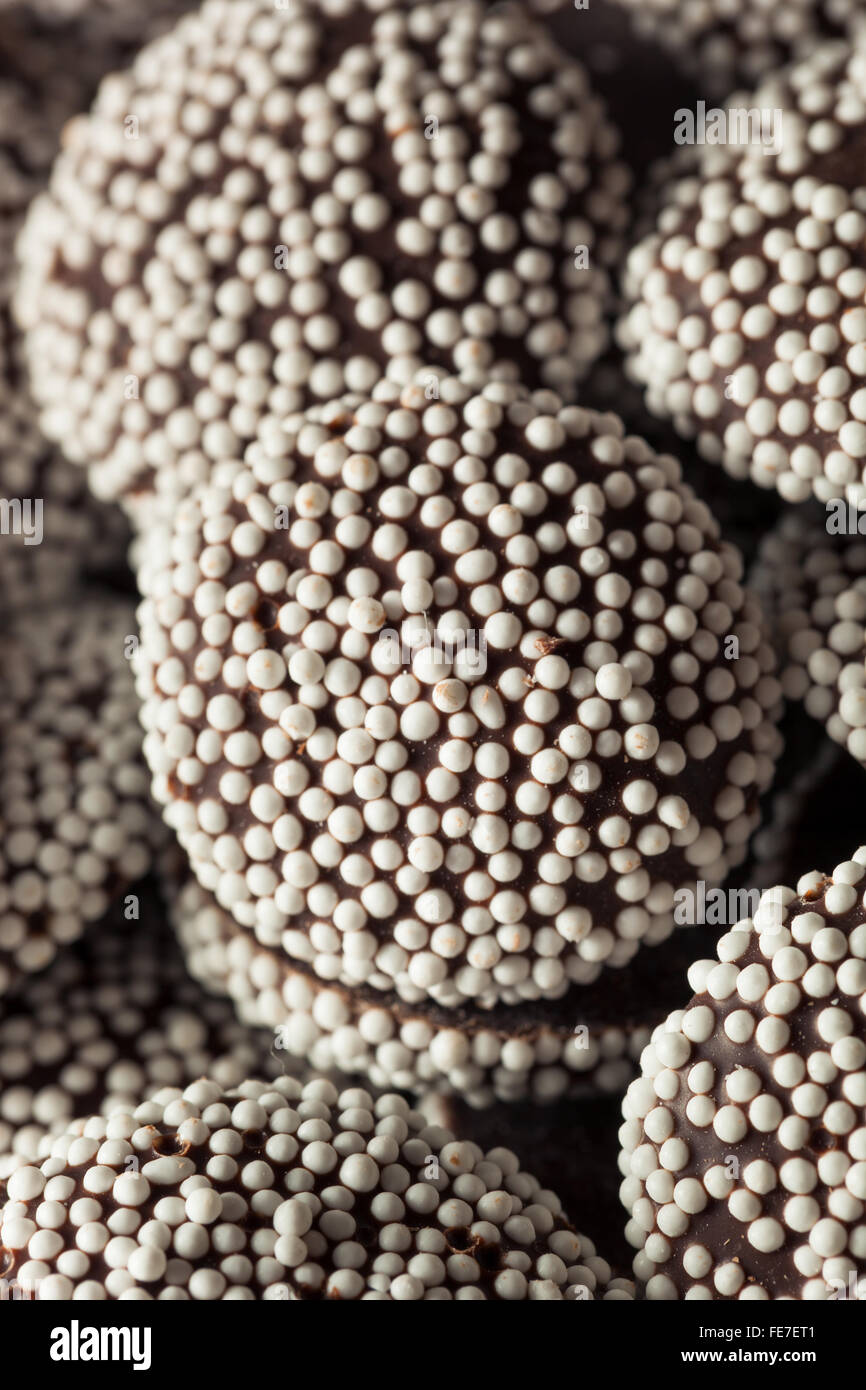Sweet Homemade Dark Chocolate Nonpareils with White Sprinkles Stock