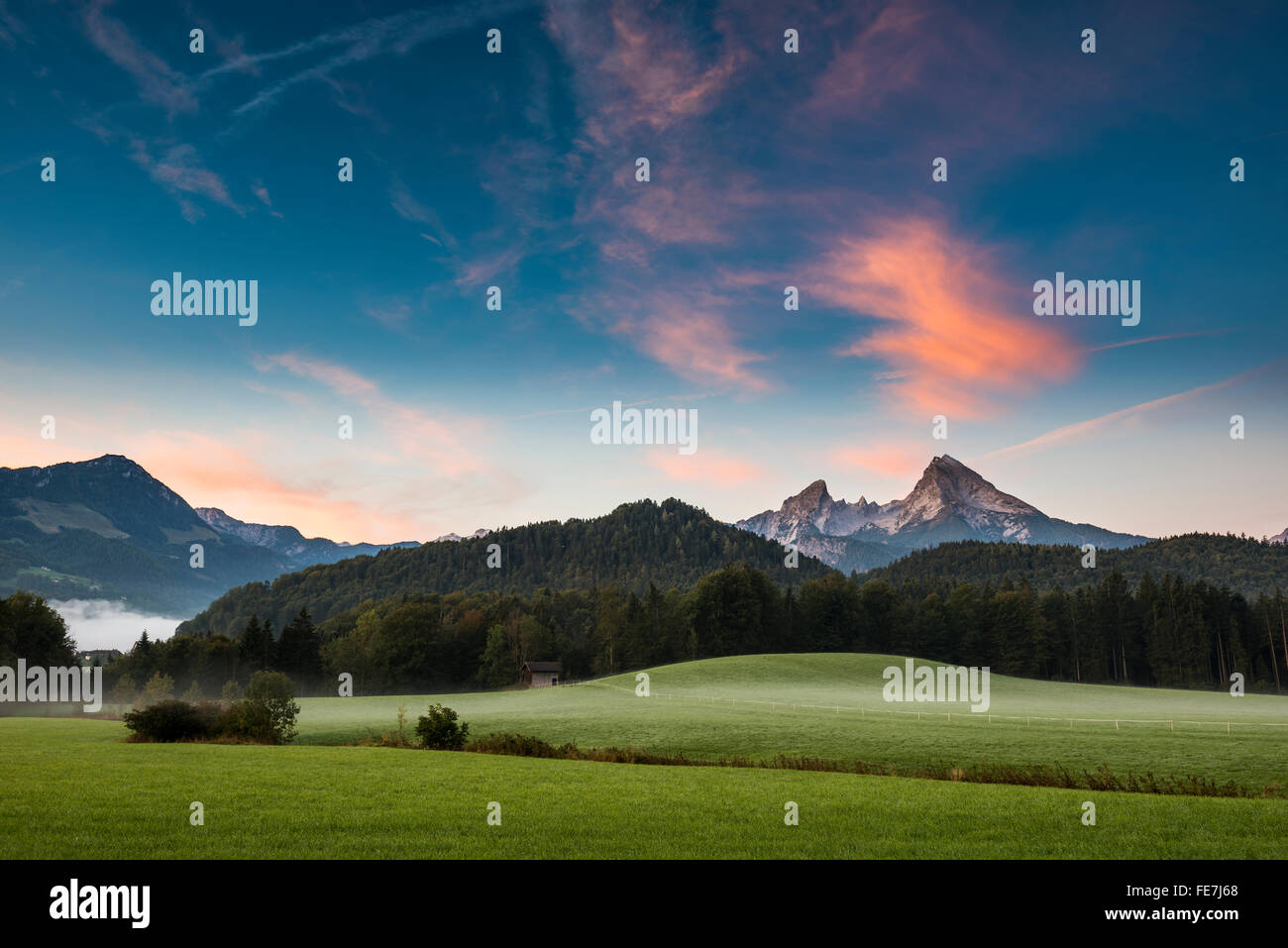 Watzmann, sunrise, Berchtesgadener Land, Upper Bavaria, Bavaria, Germany Stock Photo