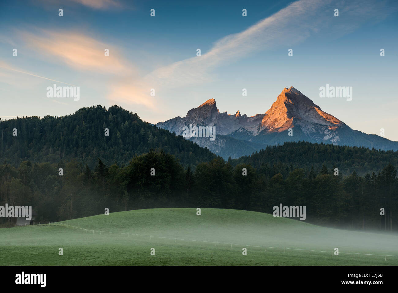 Watzmann, sunrise, Berchtesgadener Land, Upper Bavaria, Bavaria, Germany Stock Photo
