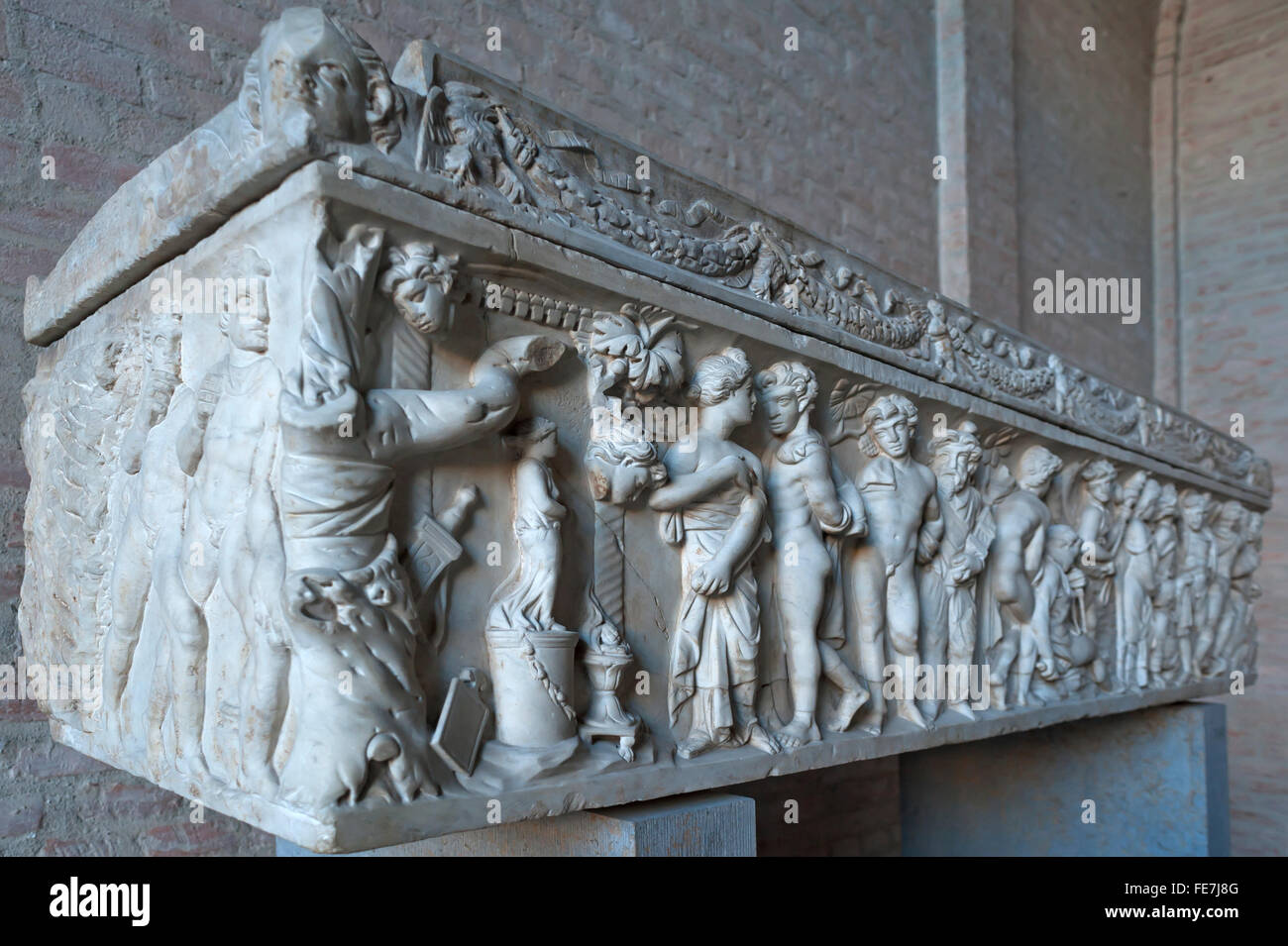 Roman sarcophagus, Orestes and Iphigenia in Tauris, Glyptothek, Königsplatz, Munich, Upper Bavaria, Germany Stock Photo