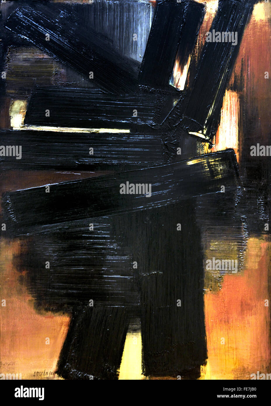 Painting 100X73 CM 9 November Pierre Soulages 1919 France French Stock Photo